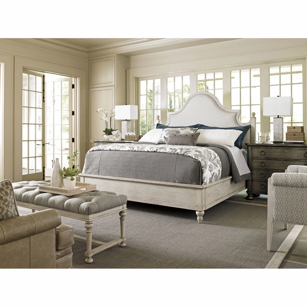 Arbor Hills Upholstered Bed 6/6 King - Oyster