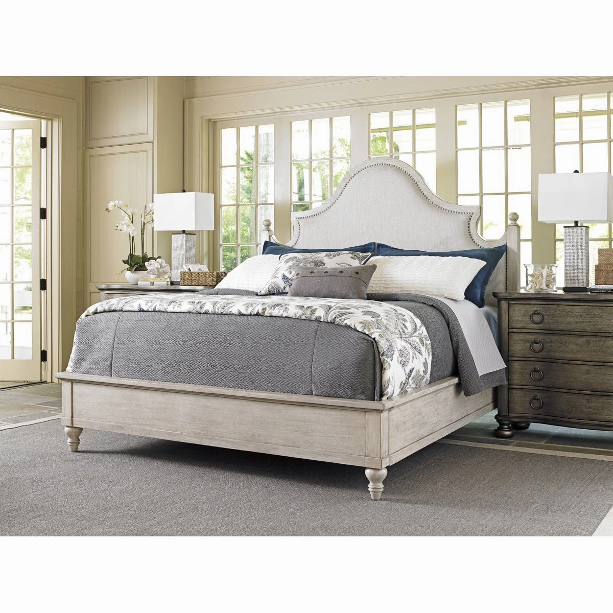 Arbor Hills Upholstered Bed 6/6 King - Oyster