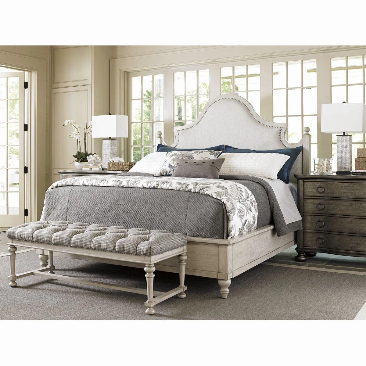 Arbor Hills Upholstered Bed 6/6 King - Oyster