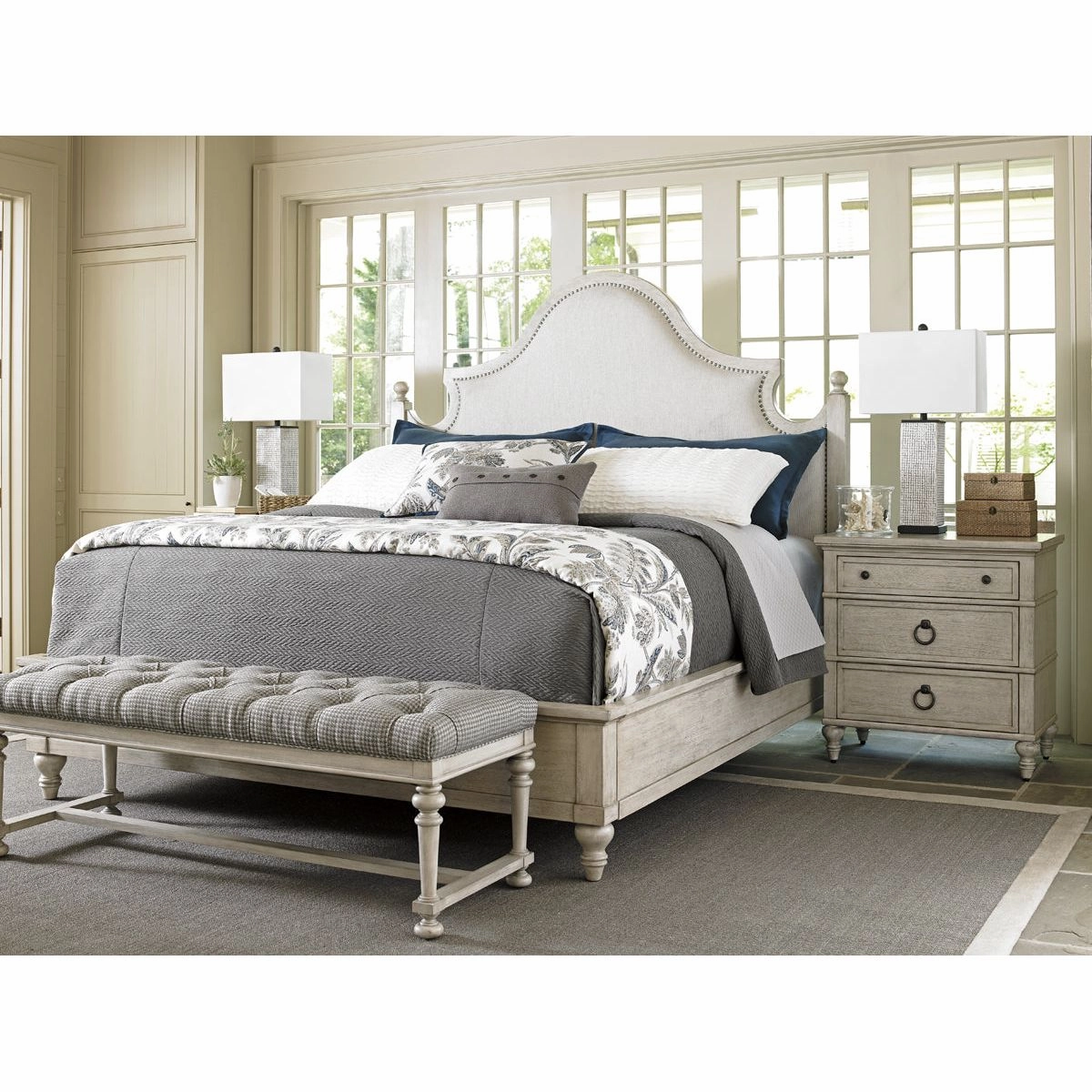 Arbor Hills Upholstered Bed 6/6 King - Oyster