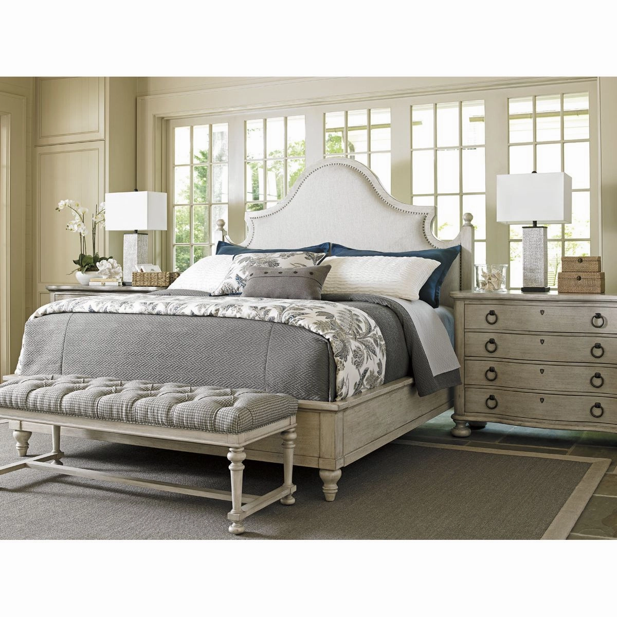 Arbor Hills Upholstered Bed 6/6 King - Oyster