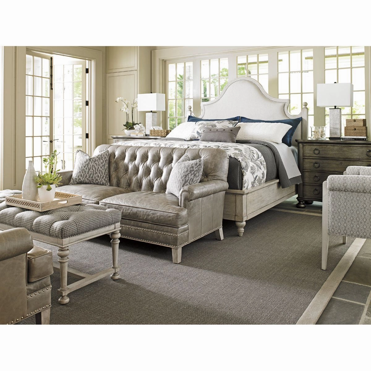 Arbor Hills Upholstered Bed 6/6 King - Oyster