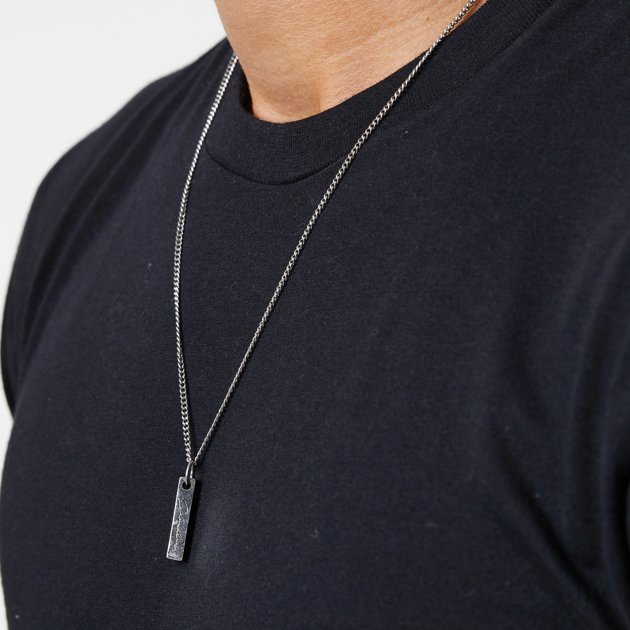 Bar Pendant Necklace | Silver