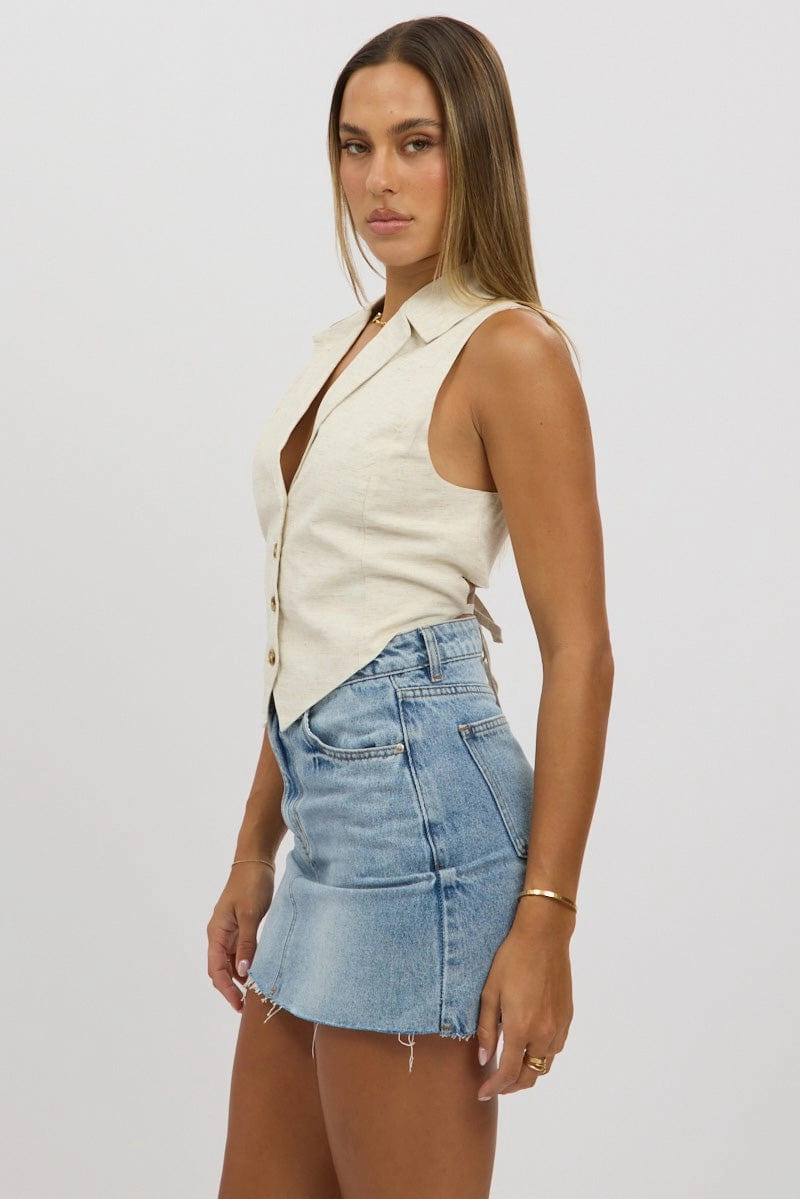 Beige Vest Tie Back
