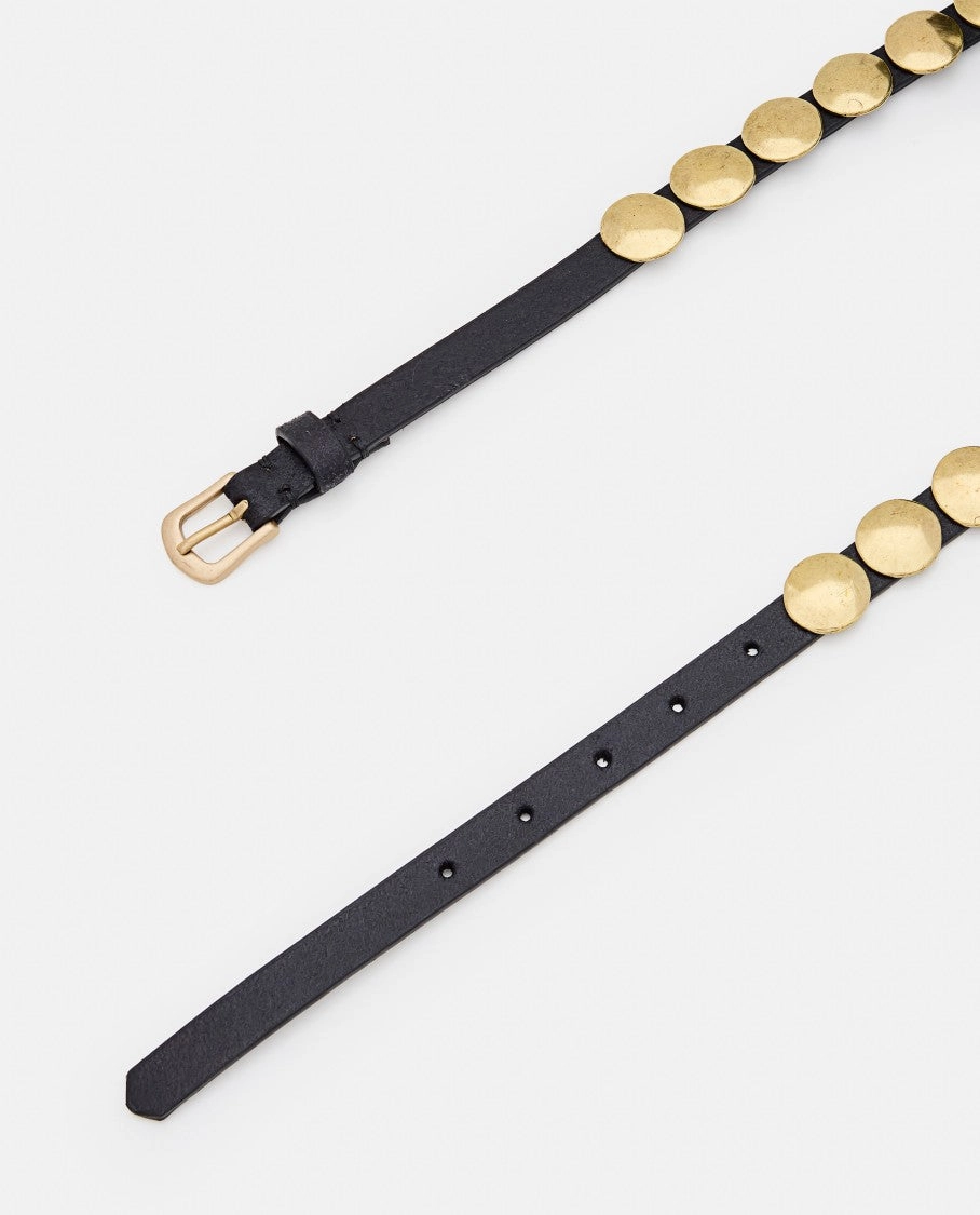 Black Trinidad Thin Washed Leather Belt
