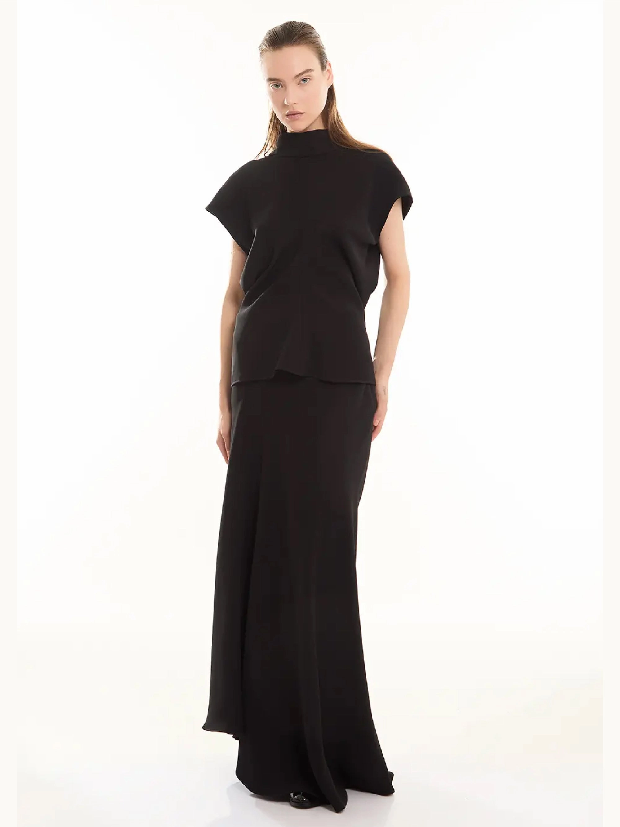 Blouse with Ruffle and Black Bow