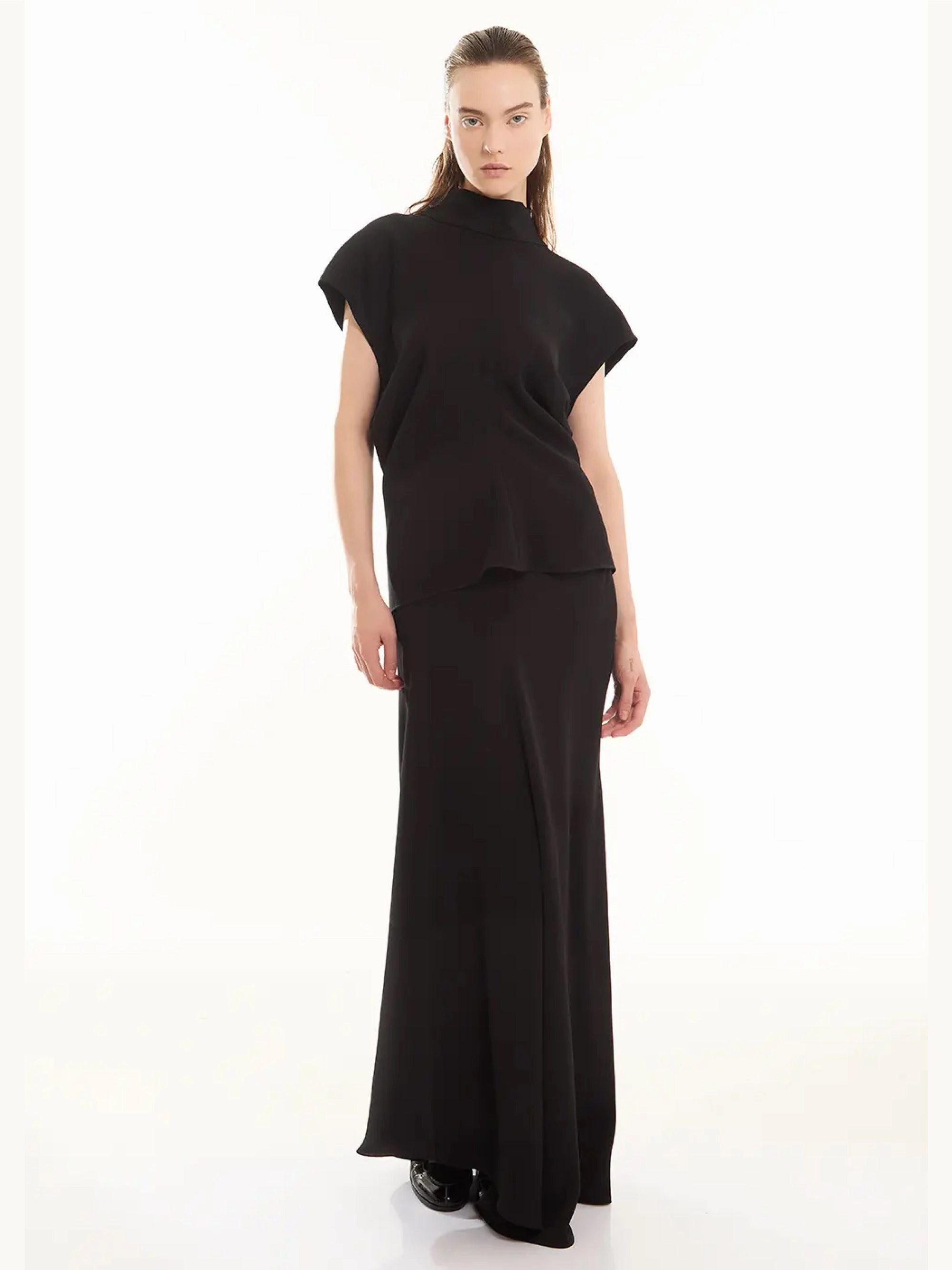 Blouse with Ruffle and Black Bow