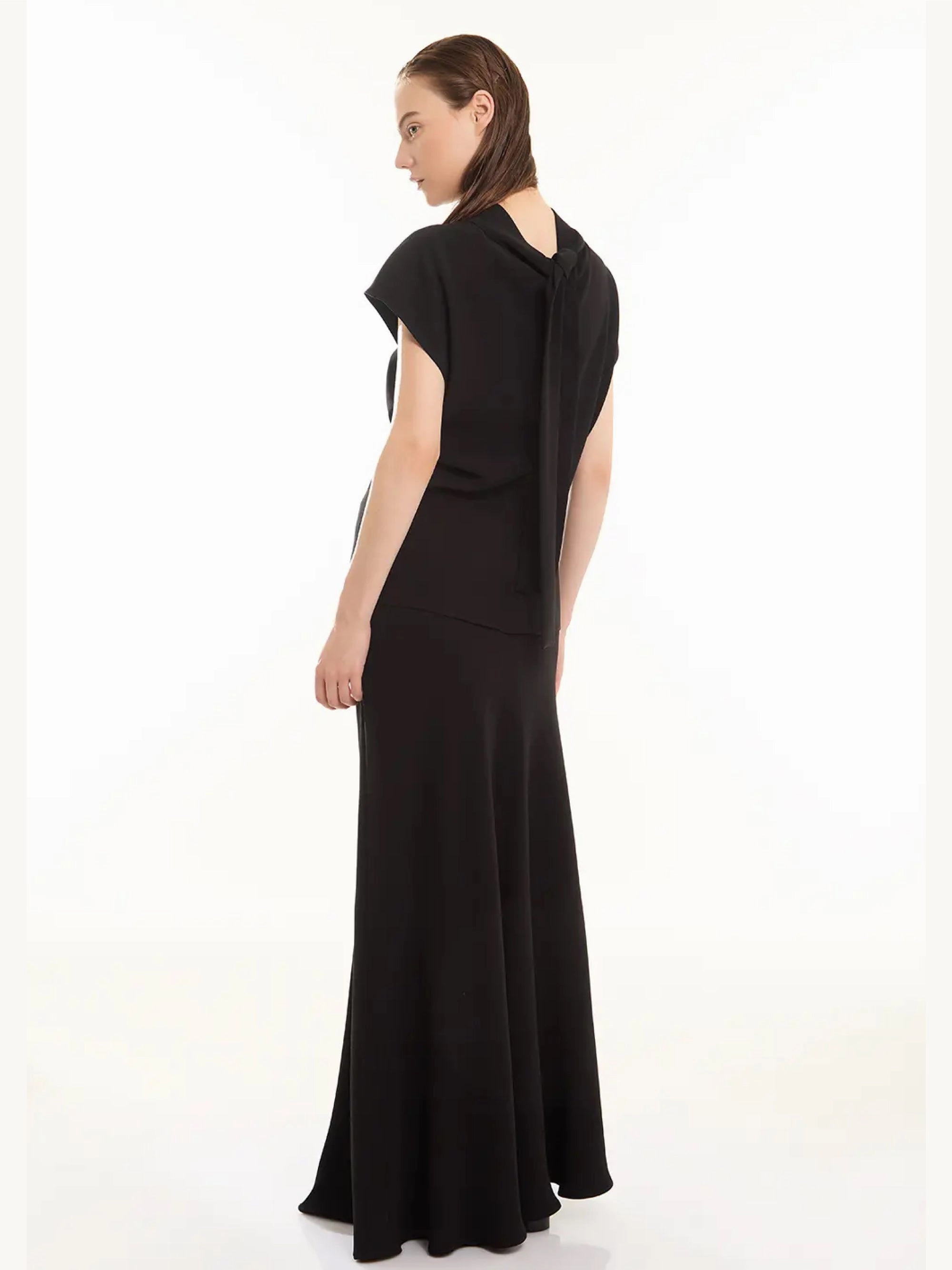 Blouse with Ruffle and Black Bow