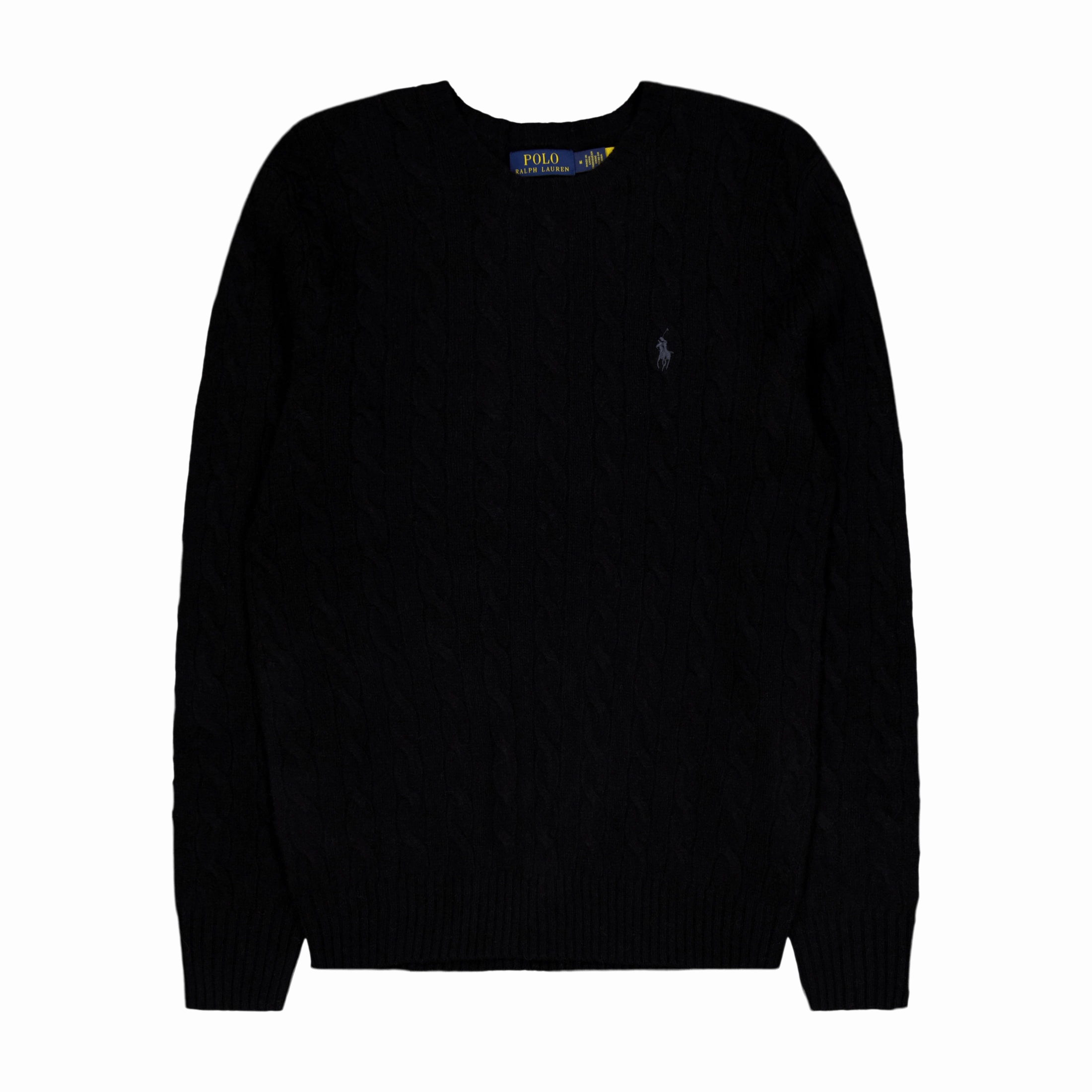 Cable-Knit Wool-Cashmere Sweater Polo Black