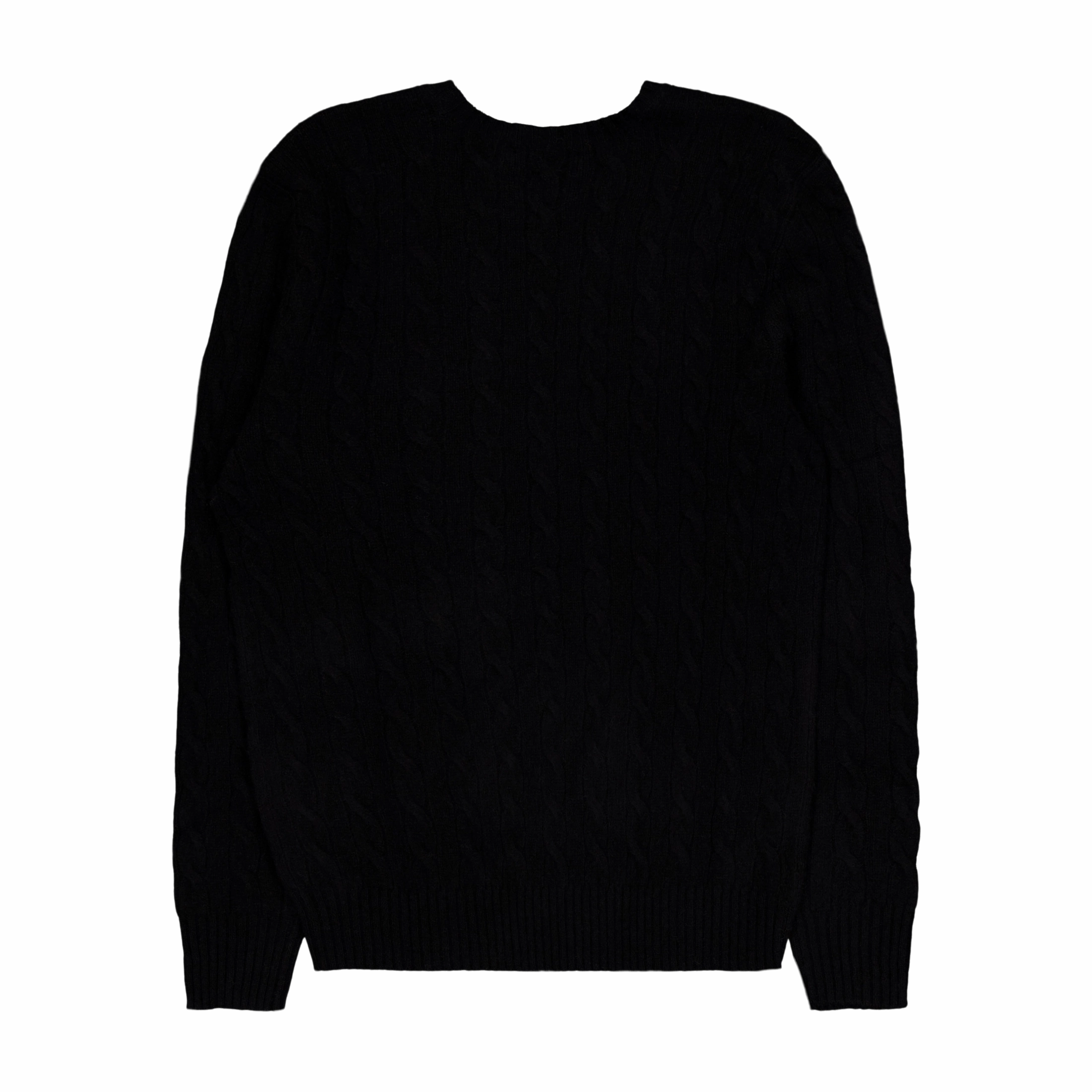 Cable-Knit Wool-Cashmere Sweater Polo Black