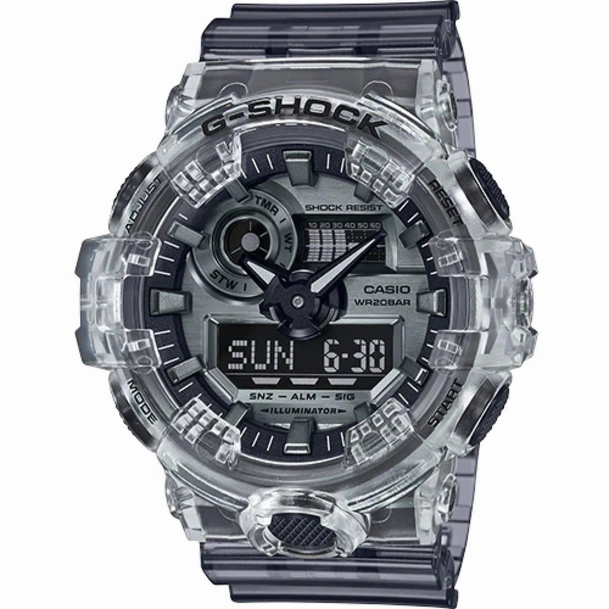 Casio Men's Dive Watch - G-Shock Grey Transparent Strap Shock Resistant | GA700SK-1A