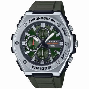 Casio Men's Watch - Chronograph Quartz Green Dial Black Resin Strap | MWA300H-3A