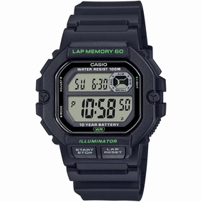 Casio Men's Watch - Dual Time Grey Digital Dial Black Resin Strap Alarm | WS-1400H-1AV