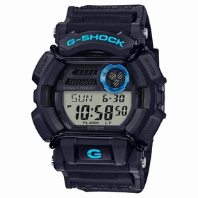 Casio Men's Watch - G-Shock Black and blue Digital Black Resin Strap Alarm| GD400-1B2
