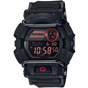 Casio Men's Watch - G-Shock Black and Purple Digital Black Resin Strap Alarm| GD400-1