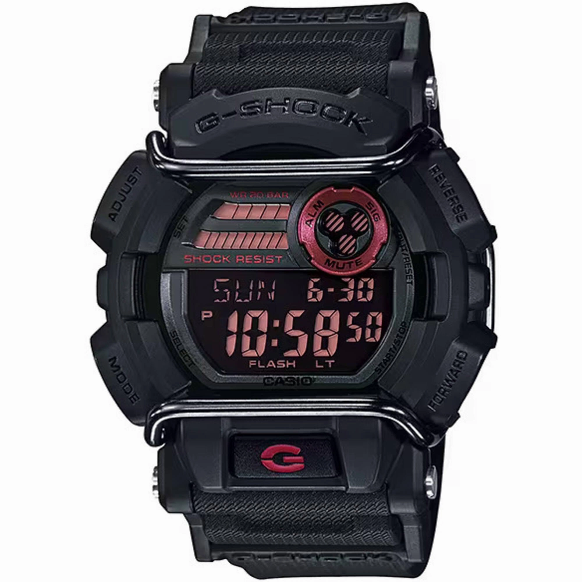 Casio Men's Watch - G-Shock Black and Purple Digital Black Resin Strap Alarm| GD400-1