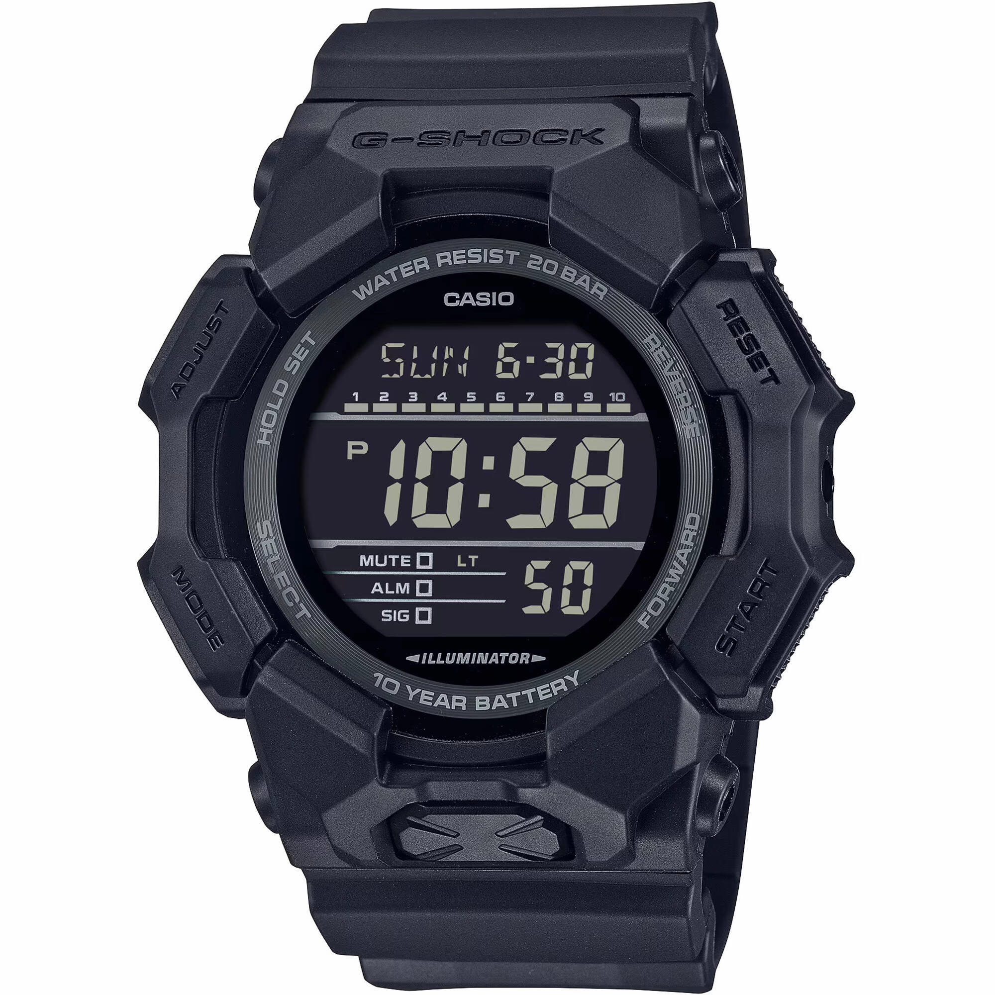 Casio Men's Watch - G-Shock World Time Black Digital Dial Resin Strap | GD010-1A1