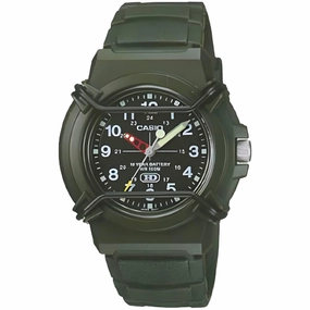 Casio Men's Watch - Quartz Black Dial Green Resin Strap Date Display | HDA-600C-3B