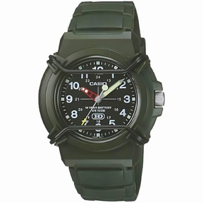Casio Men's Watch - Quartz Black Dial Green Resin Strap Date Display | HDA-600C-3B