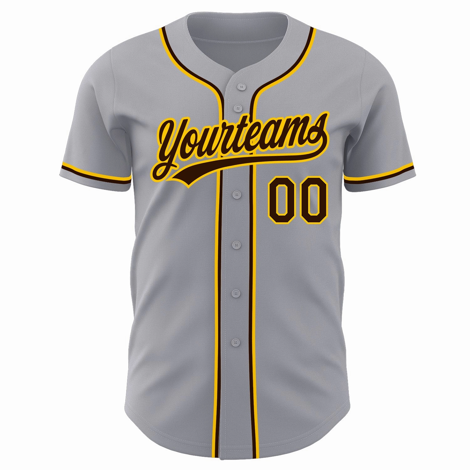 Custom Gray Brown-Gold Authentic Baseball Jersey