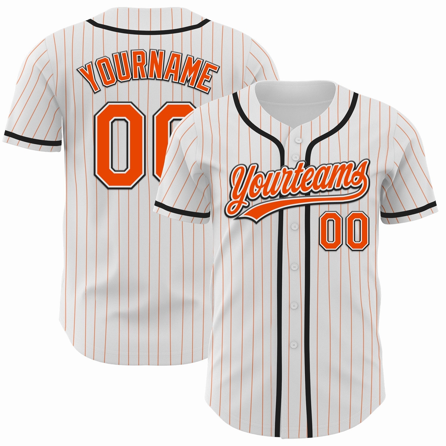 Custom White Orange Pinstripe Orange-Black Authentic Baseball Jersey