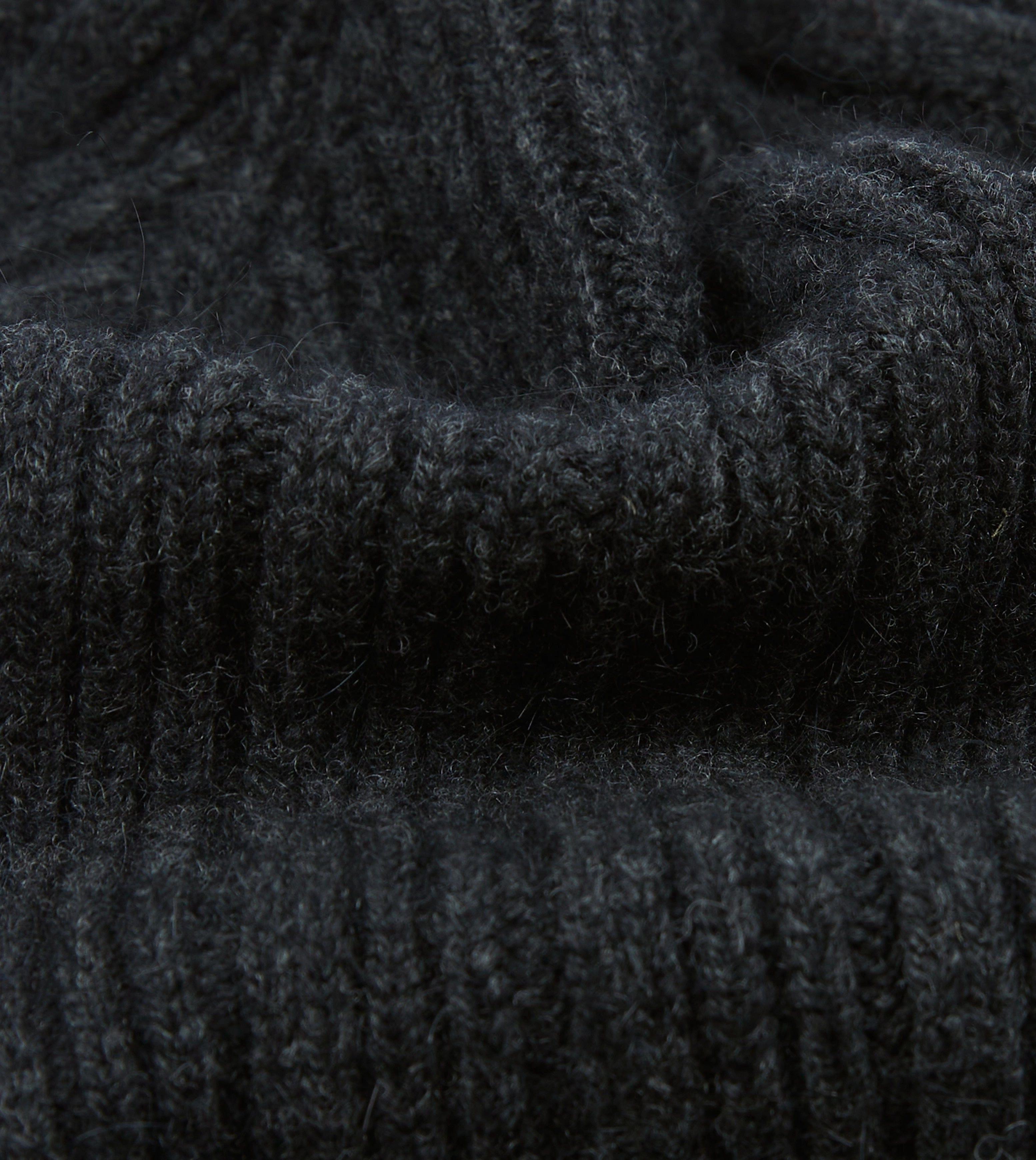 Dark Grey Angora Lambswool Ribbed Knit Cap