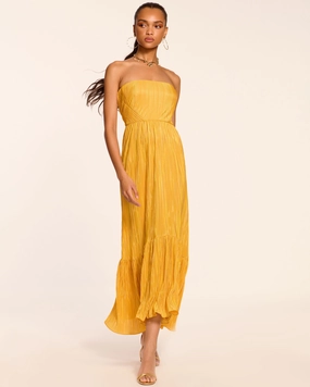 Devyani Pleated Knit Strapless Maxi Dress