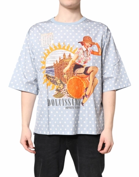 Dolce & Gabbana blue Graphic Print Short Sleeve Men's T-shirt