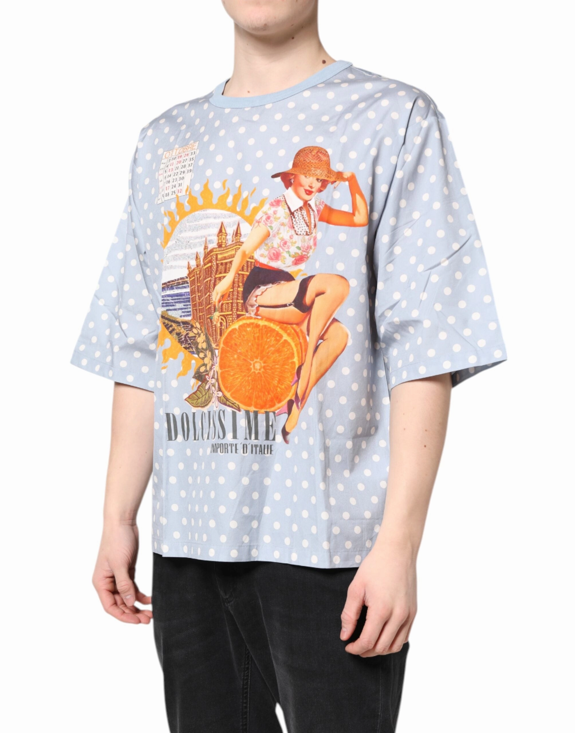 Dolce & Gabbana blue Graphic Print Short Sleeve Men's T-shirt