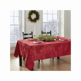 Elrene Home Fashions Poinsettia Elegance Tablecloth - RED ONE SIZE