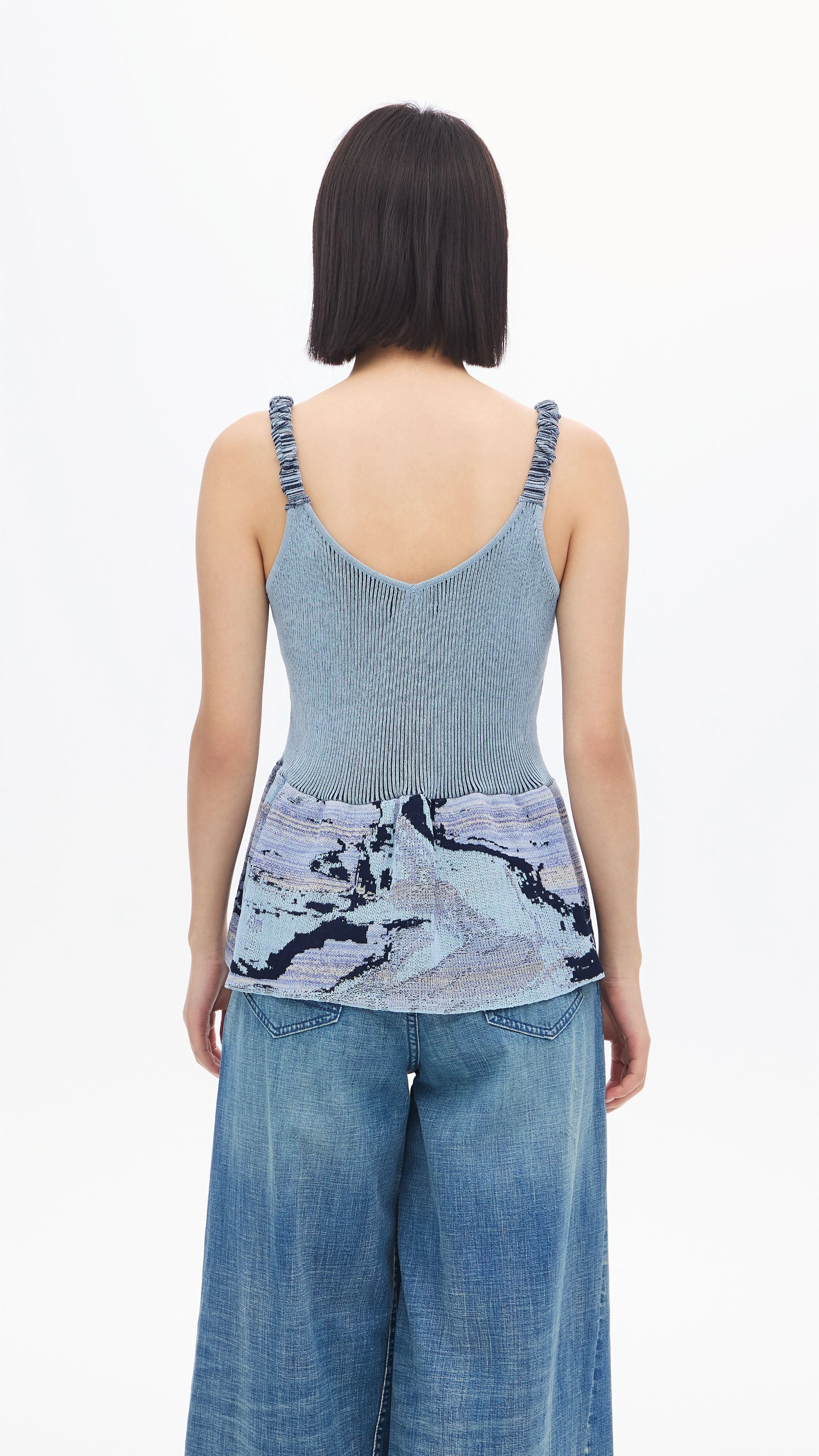 Jacquard Peplum Tank Top