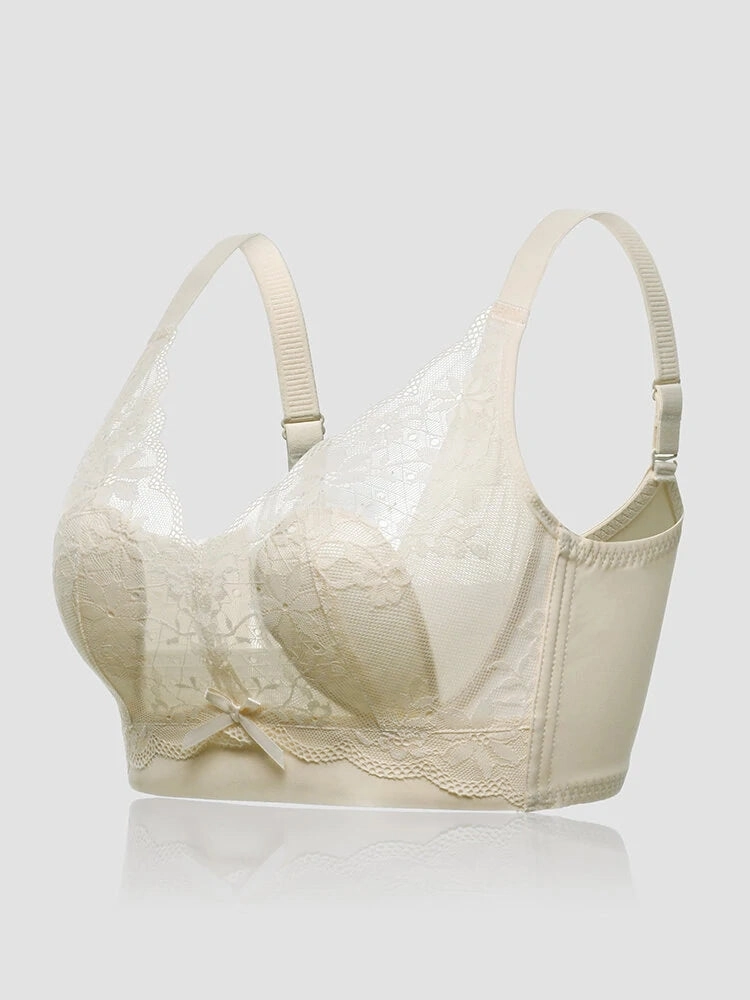 Lace Floral See Through Wireless Rabbits Ear Shaped Lined Bras