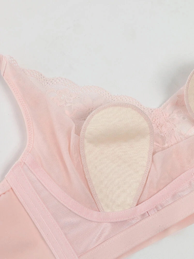 Lace Floral See Through Wireless Rabbits Ear Shaped Lined Bras