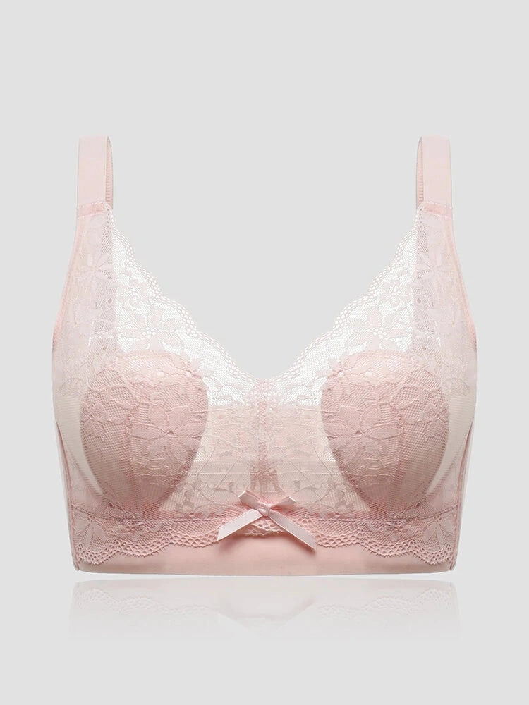 Lace Floral See Through Wireless Rabbits Ear Shaped Lined Bras