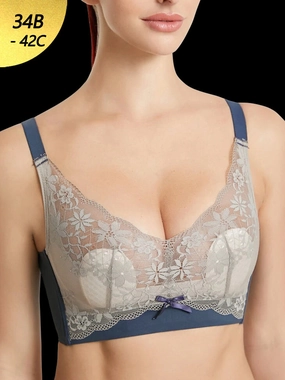 Lace Floral See Through Wireless Rabbits Ear Shaped Lined Bras