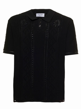 Marine Serre Straight Hem Knitted Polo Shirt