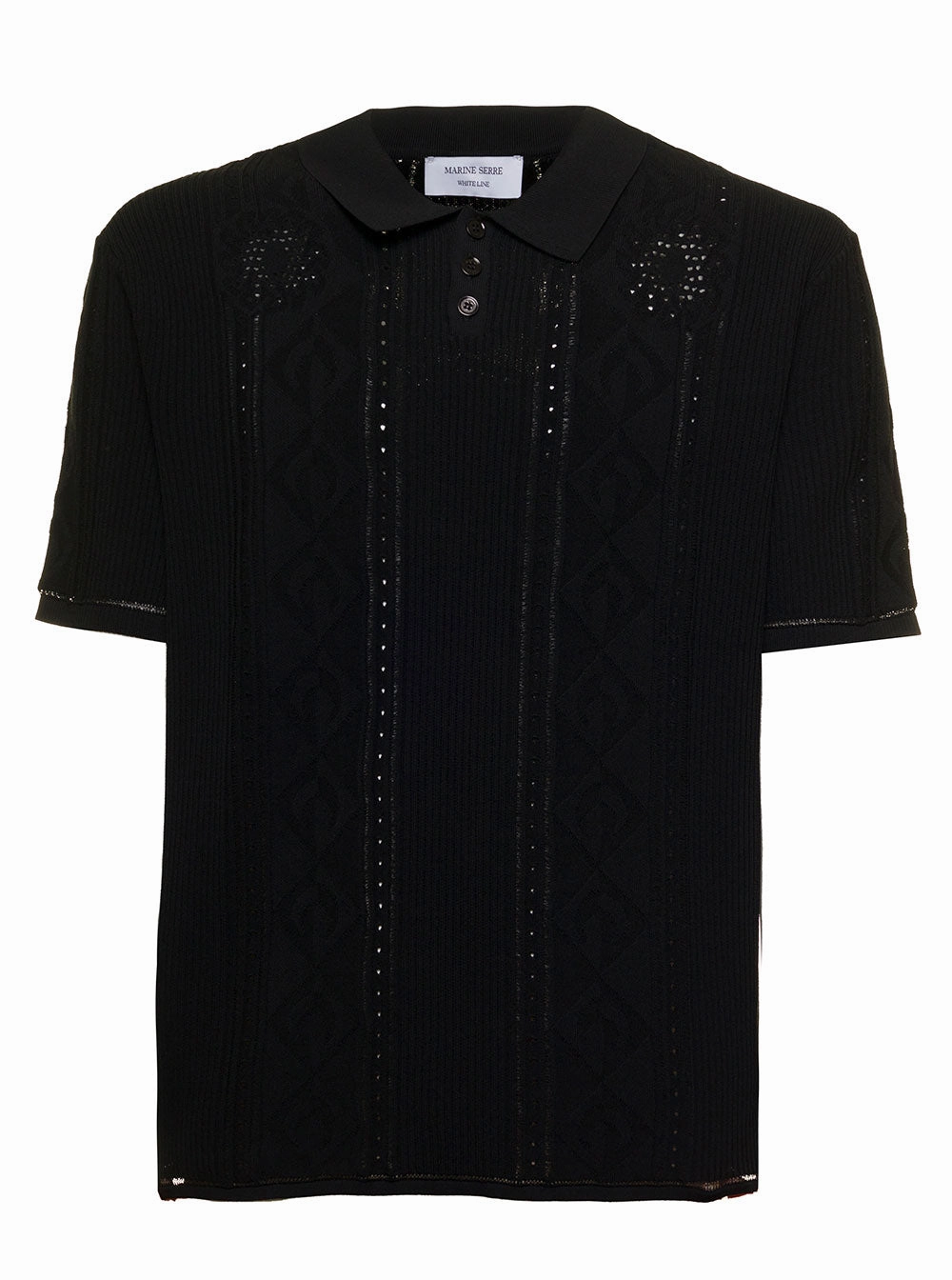 Marine Serre Straight Hem Knitted Polo Shirt