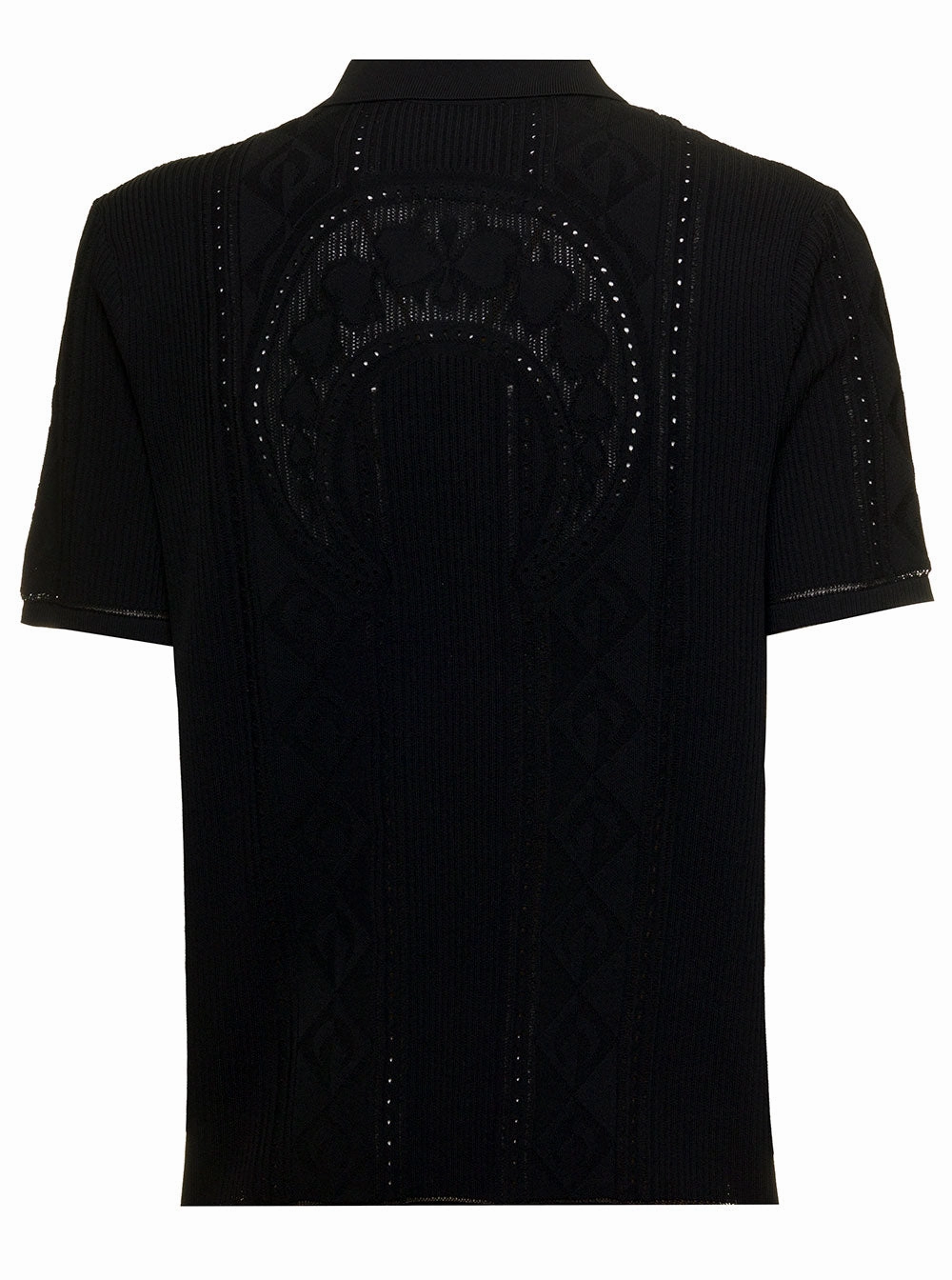 Marine Serre Straight Hem Knitted Polo Shirt