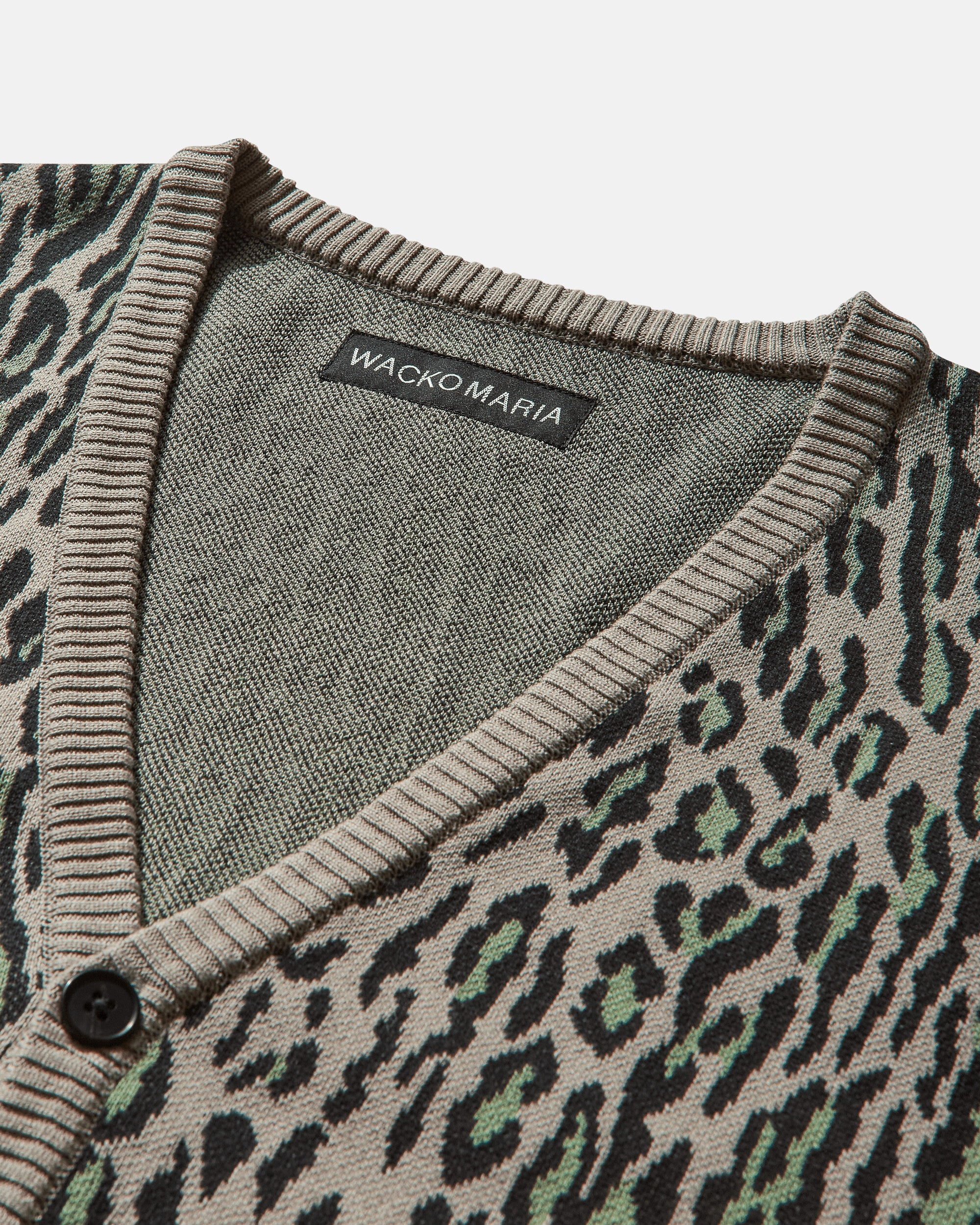 Men's Leopard Jacquard Cardigan (Type-2) Grey