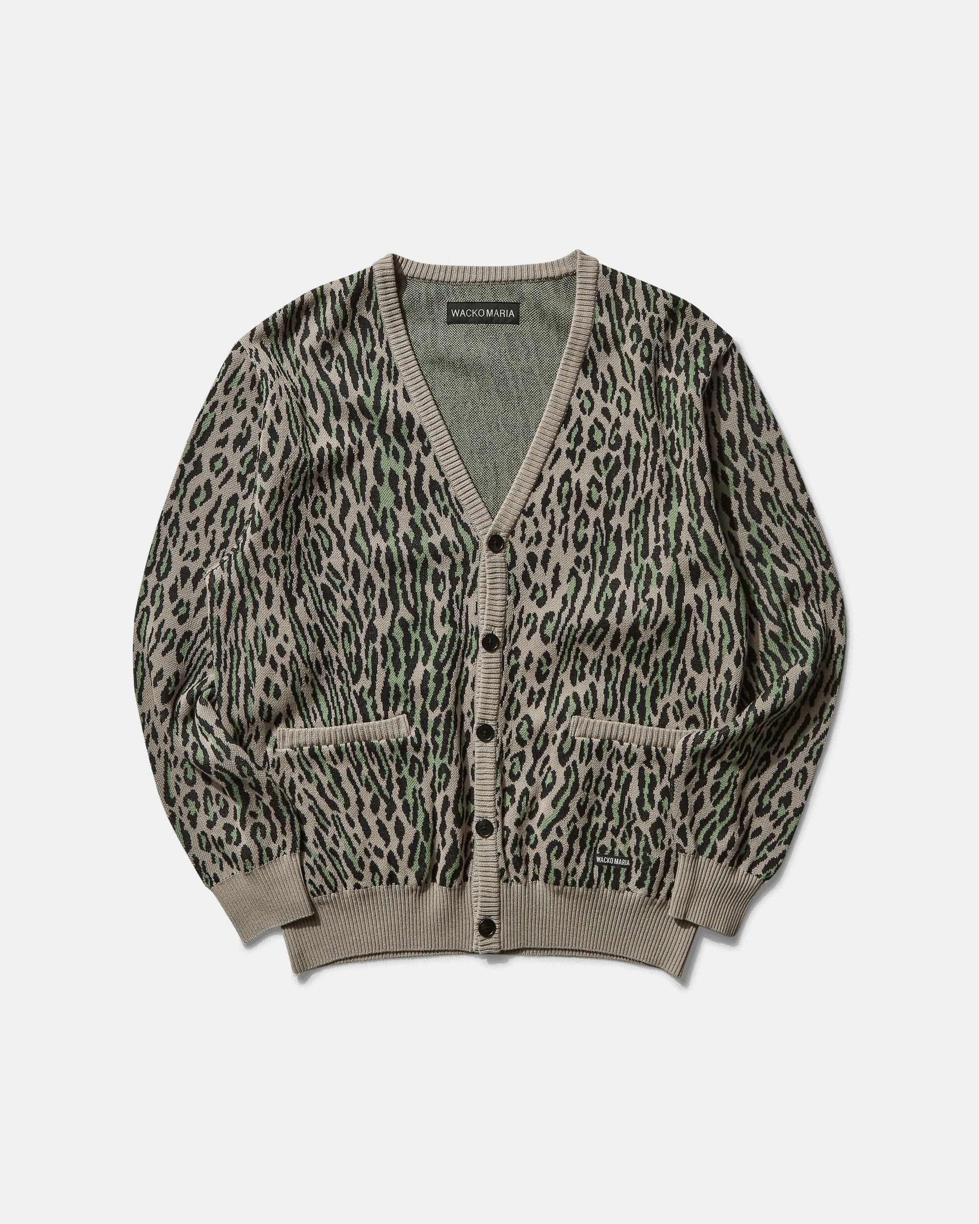Men's Leopard Jacquard Cardigan (Type-2) Grey