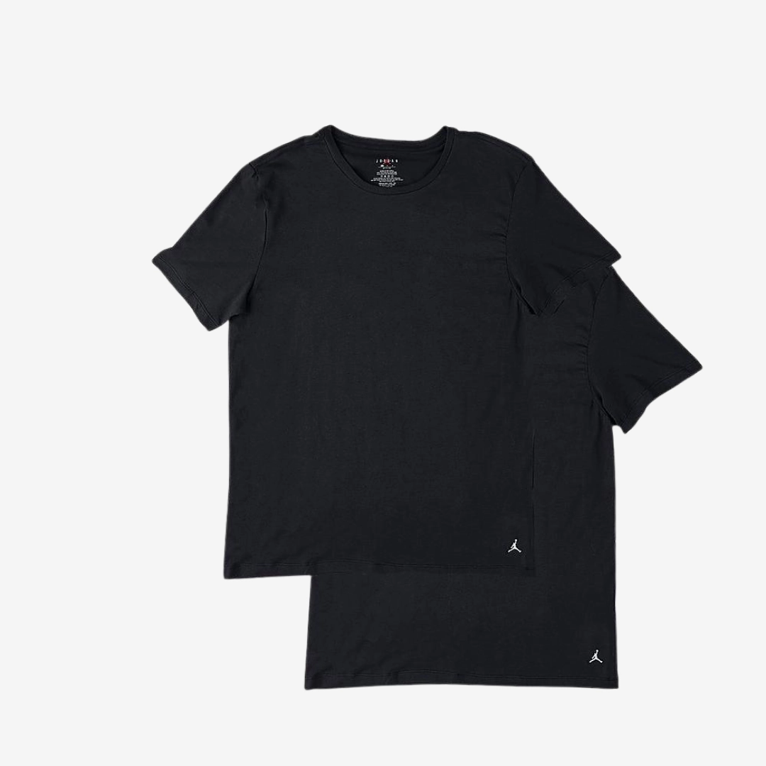 mens jordan flight cotton stretch s/s tees 2 pack (black)