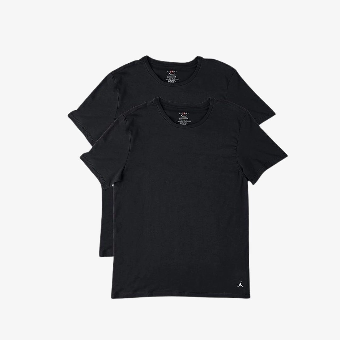 mens jordan flight cotton stretch s/s tees 2 pack (black)