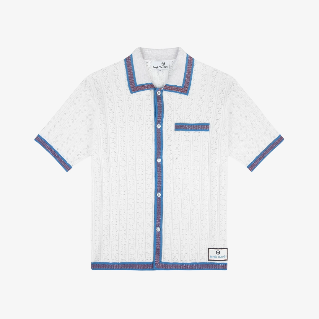 mens sergio tacchini aldo pointelle polo (brilliant white)