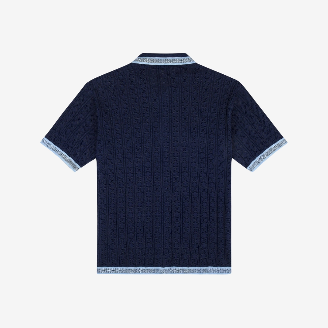 mens sergio tacchini aldo pointelle polo (martime blue)