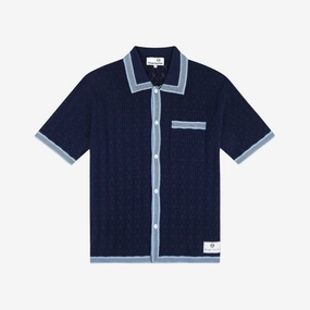 mens sergio tacchini aldo pointelle polo (martime blue)
