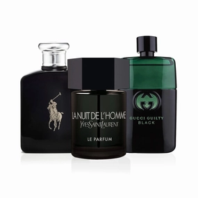 Polo Black by Ralph Lauren and L'Homme La Nuit by YSL and Guilty Black by Gucci