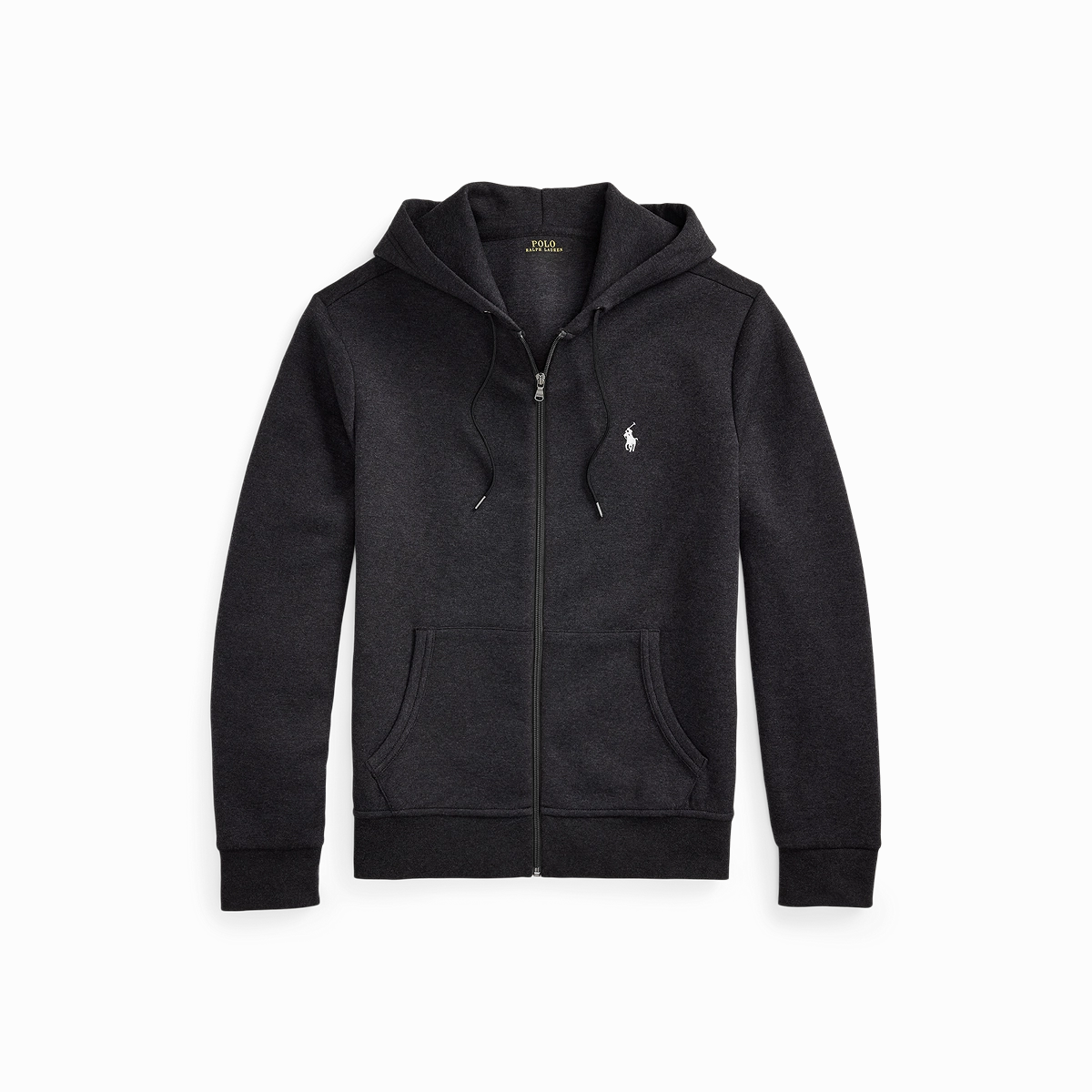 Polo Ralph Lauren LONG-SLEEVE DOUBLE KNIT TECH FULL-ZIP HOODED SWEATSHIRT- BLACK MARL HEATHER