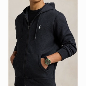 Polo Ralph Lauren LONG-SLEEVE DOUBLE KNIT TECH FULL-ZIP HOODED SWEATSHIRT- BLACK MARL HEATHER