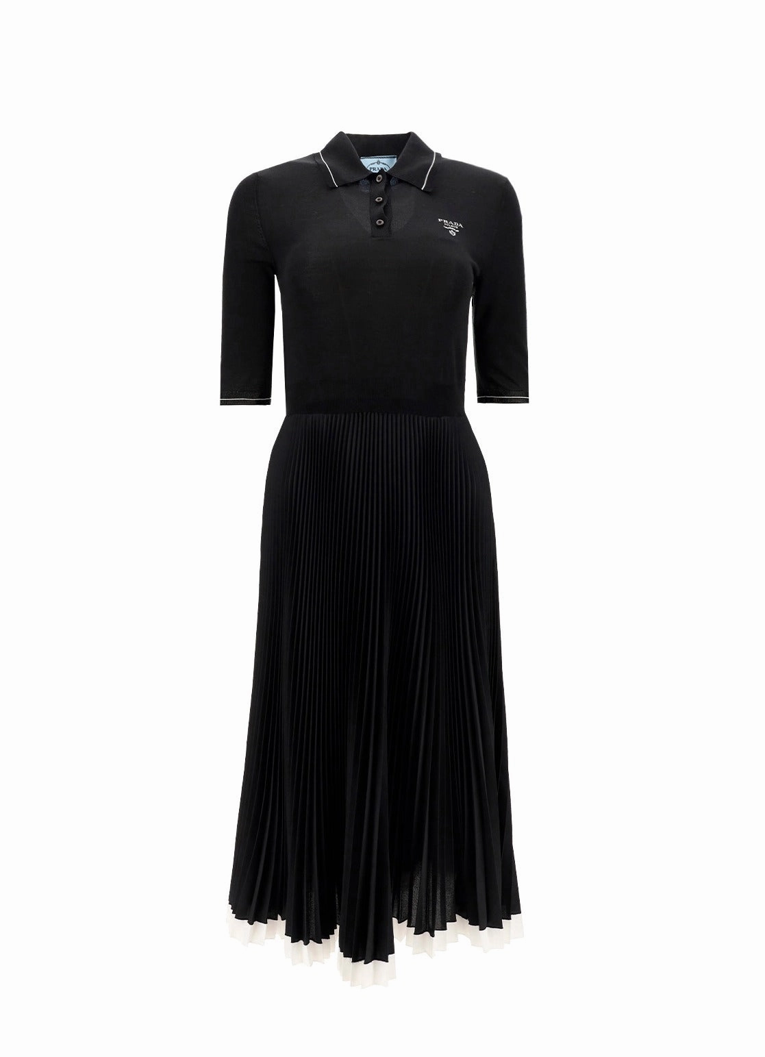Prada Logo Intarsia Midi Polo Dress