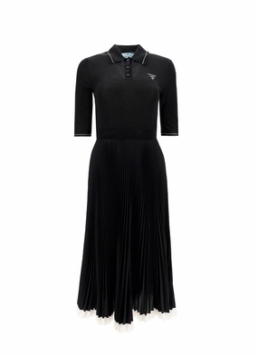 Prada Logo Intarsia Midi Polo Dress